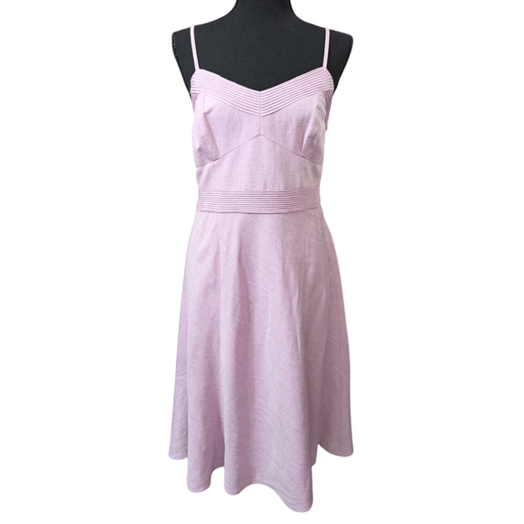 Ann Taylor LOFT Y2K Chic Lilac Linen Blend Spaghetti Strap Midi Dress Size 4 - Picture 1 of 8